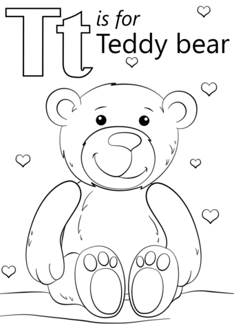 Letter T Is For Teddy Bear Coloring Page